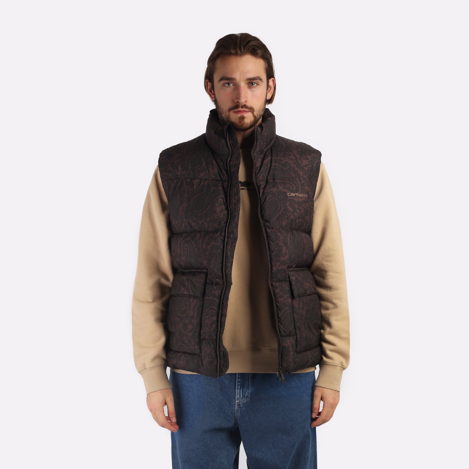 мужской бордовый жилет Carhartt WIP Springfield Vest I032265-buckeye/black - цена, описание, фото 4