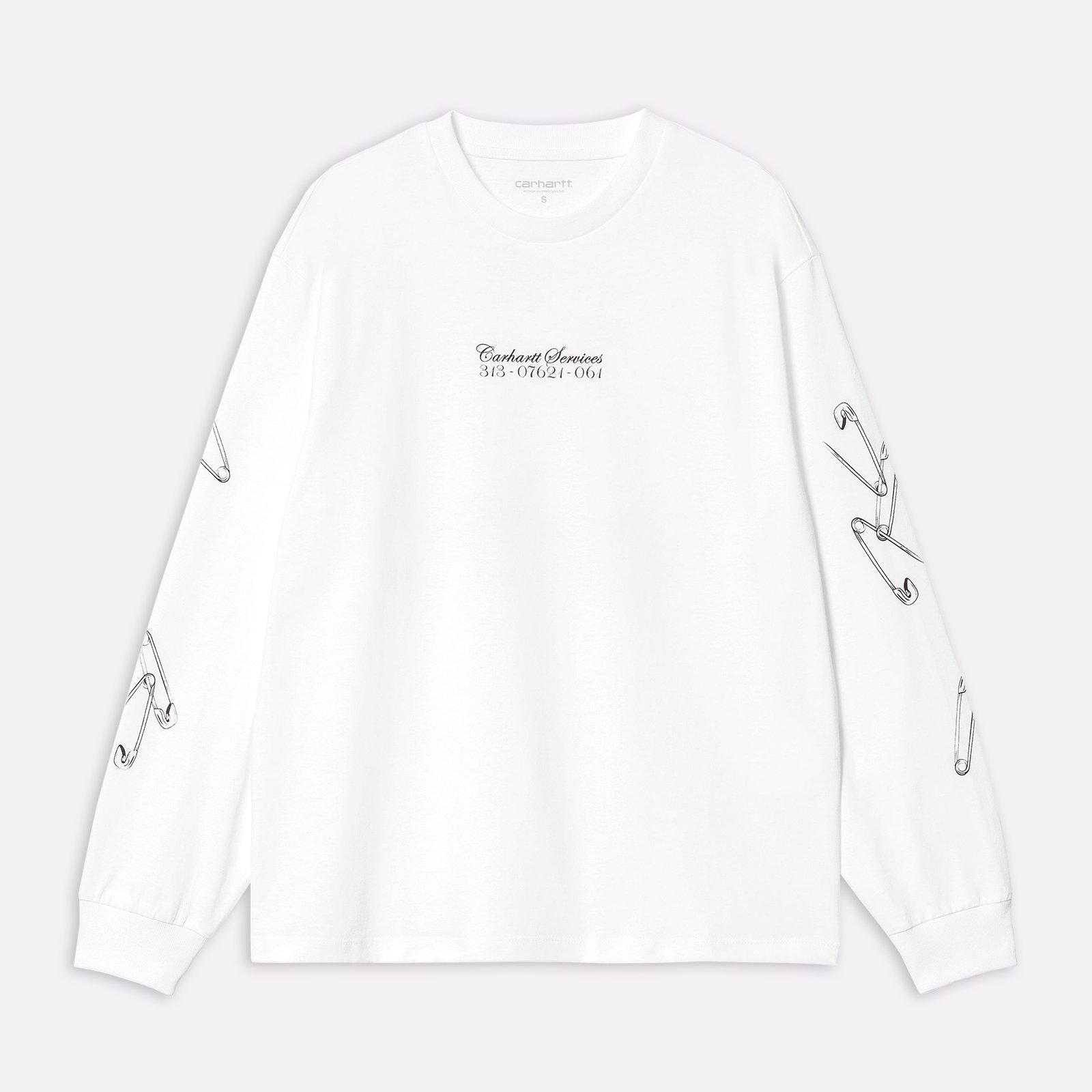 лонгслив Carhartt WIP W' L/S Safety Pin T-Shirt  (I032890-white/bordeaux)  - цена, описание, фото 1