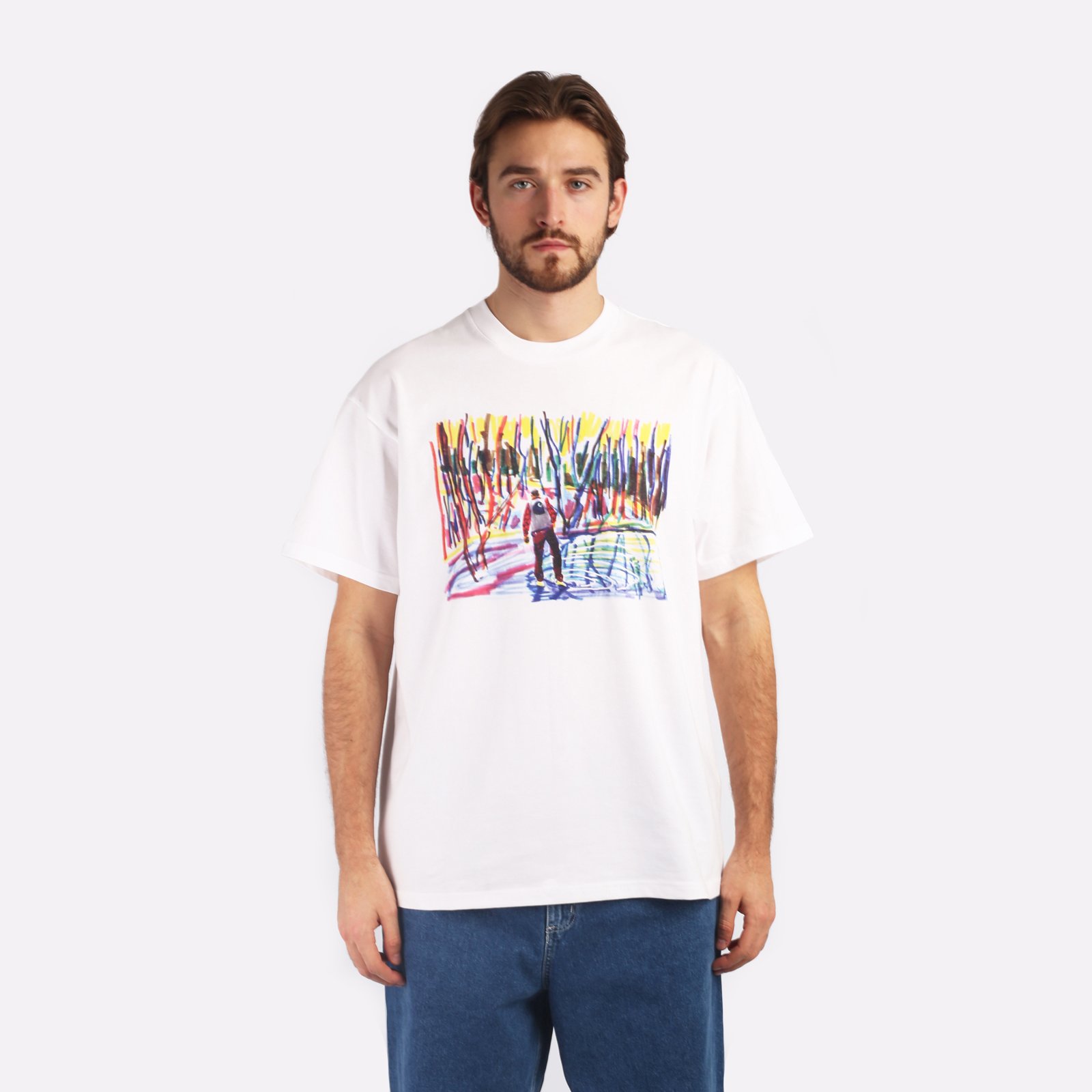 мужская футболка Carhartt WIP S/S Ollie Mac Icy Lake T-S  (I032408-white)  - цена, описание, фото 1