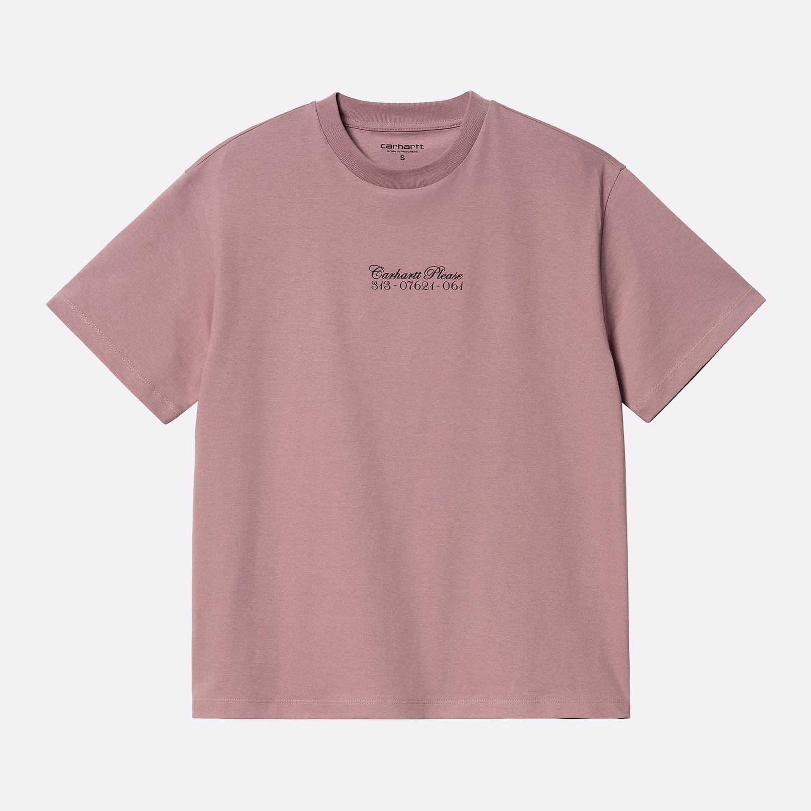 женская бордовая футболка Carhartt WIP W' S/S Carhartt Please T-Shirt I032893-daphne/black - цена, описание, фото 1
