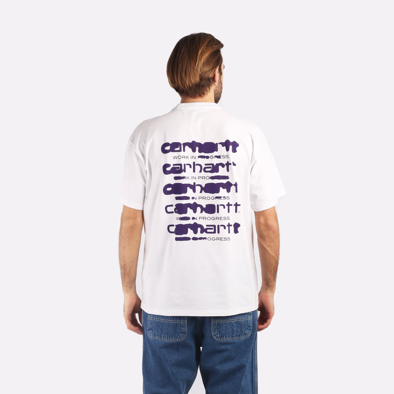 мужская белая футболка Carhartt WIP S/S Ink Bleed T-Shirt I032878-white/tyrian - цена, описание, фото 2