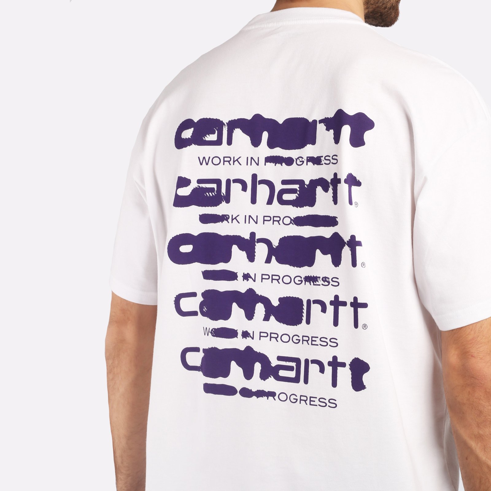 мужская белая футболка Carhartt WIP S/S Ink Bleed T-Shirt I032878-white/tyrian - цена, описание, фото 5