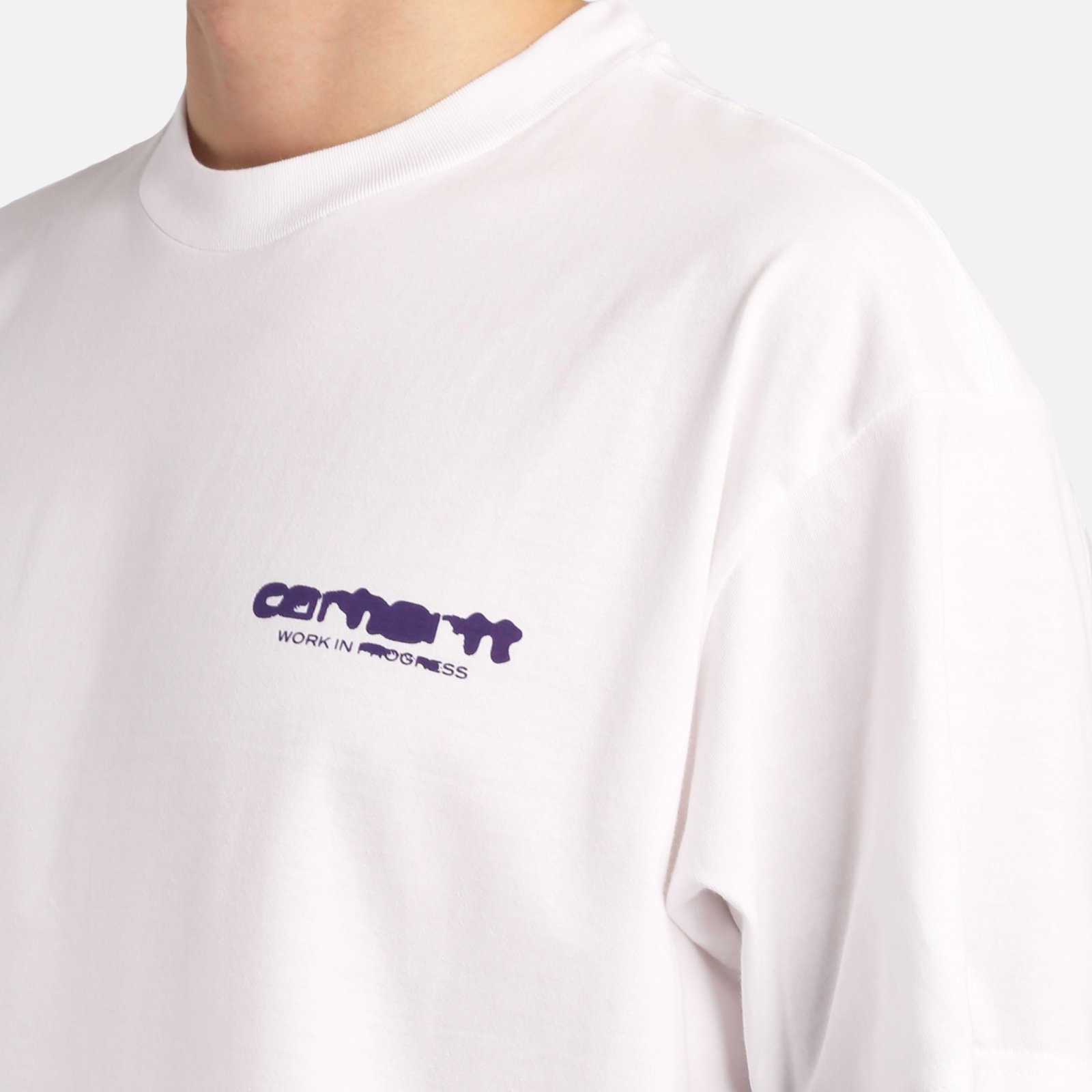 мужская белая футболка Carhartt WIP S/S Ink Bleed T-Shirt I032878-white/tyrian - цена, описание, фото 4