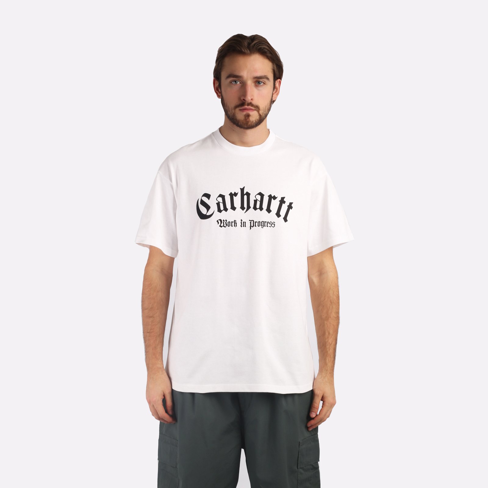 мужская футболка Carhartt WIP S/S Onyx T-Shirt  (I032875-white/black)  - цена, описание, фото 1