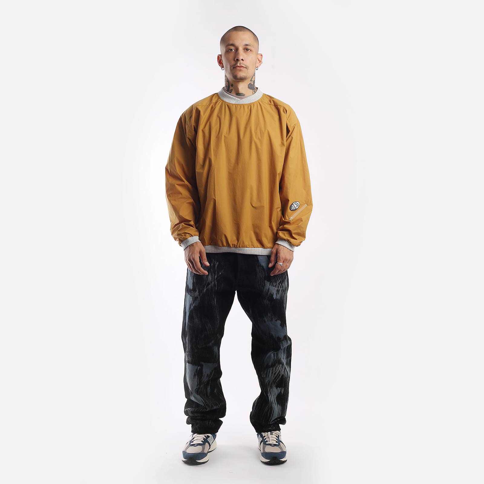 Мужская толстовка Hombre Nino Nylon Pull Over Shirt (0231-SH0003-gold)  - цена, описание, фото 4