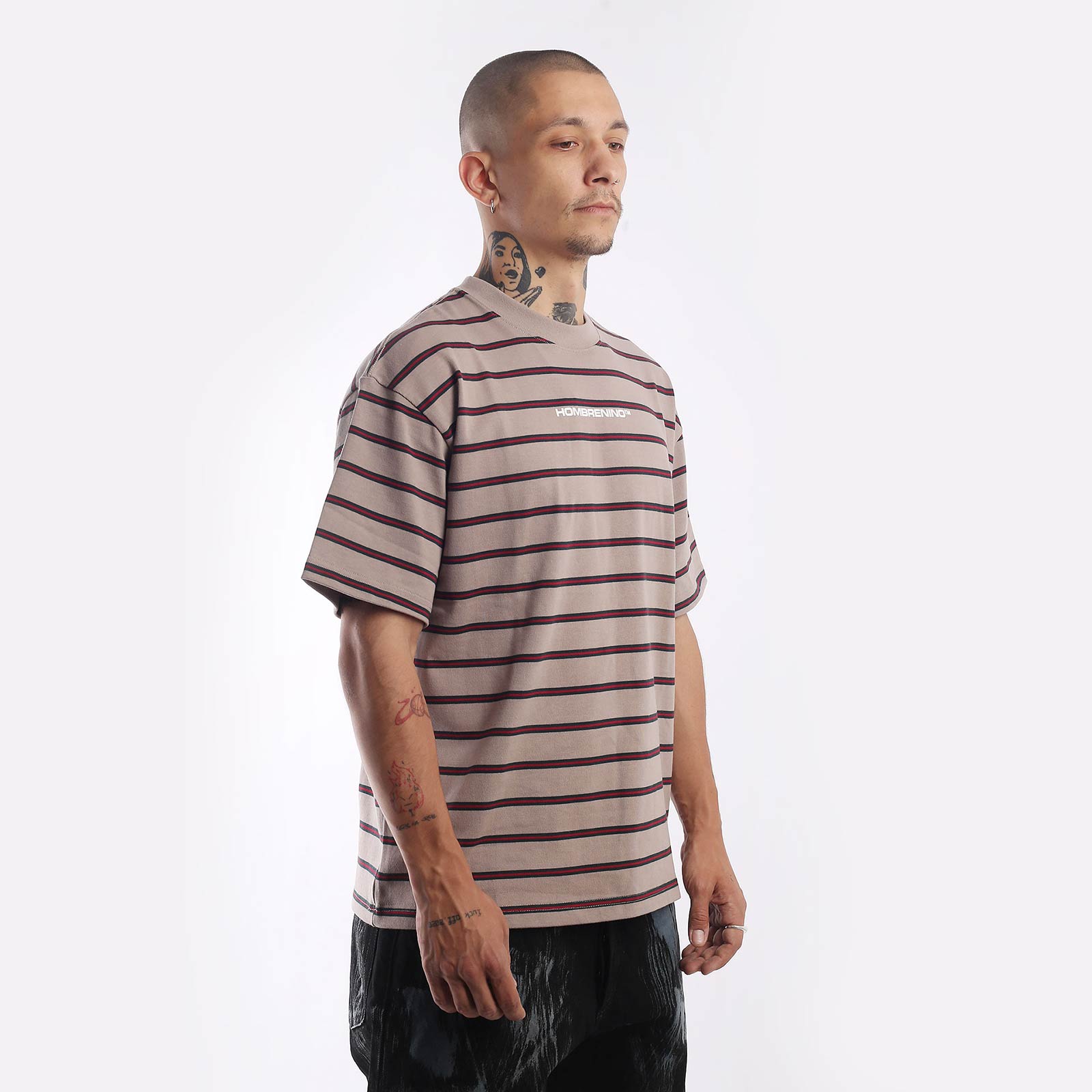 Мужская футболка Hombre Nino Stripe S/S Tee (0231-CT0003-beige)  - цена, описание, фото 3