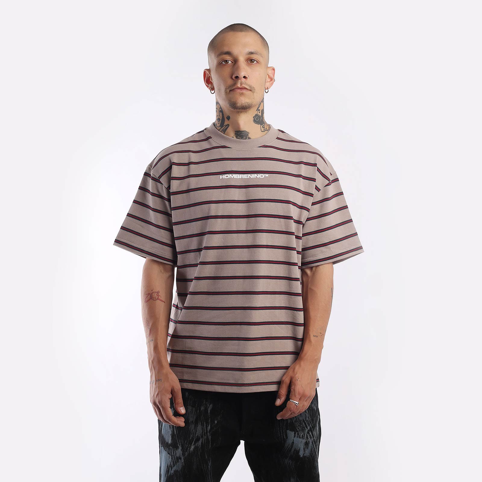 Мужская футболка Hombre Nino Stripe S/S Tee (0231-CT0003-beige)  - цена, описание, фото 1