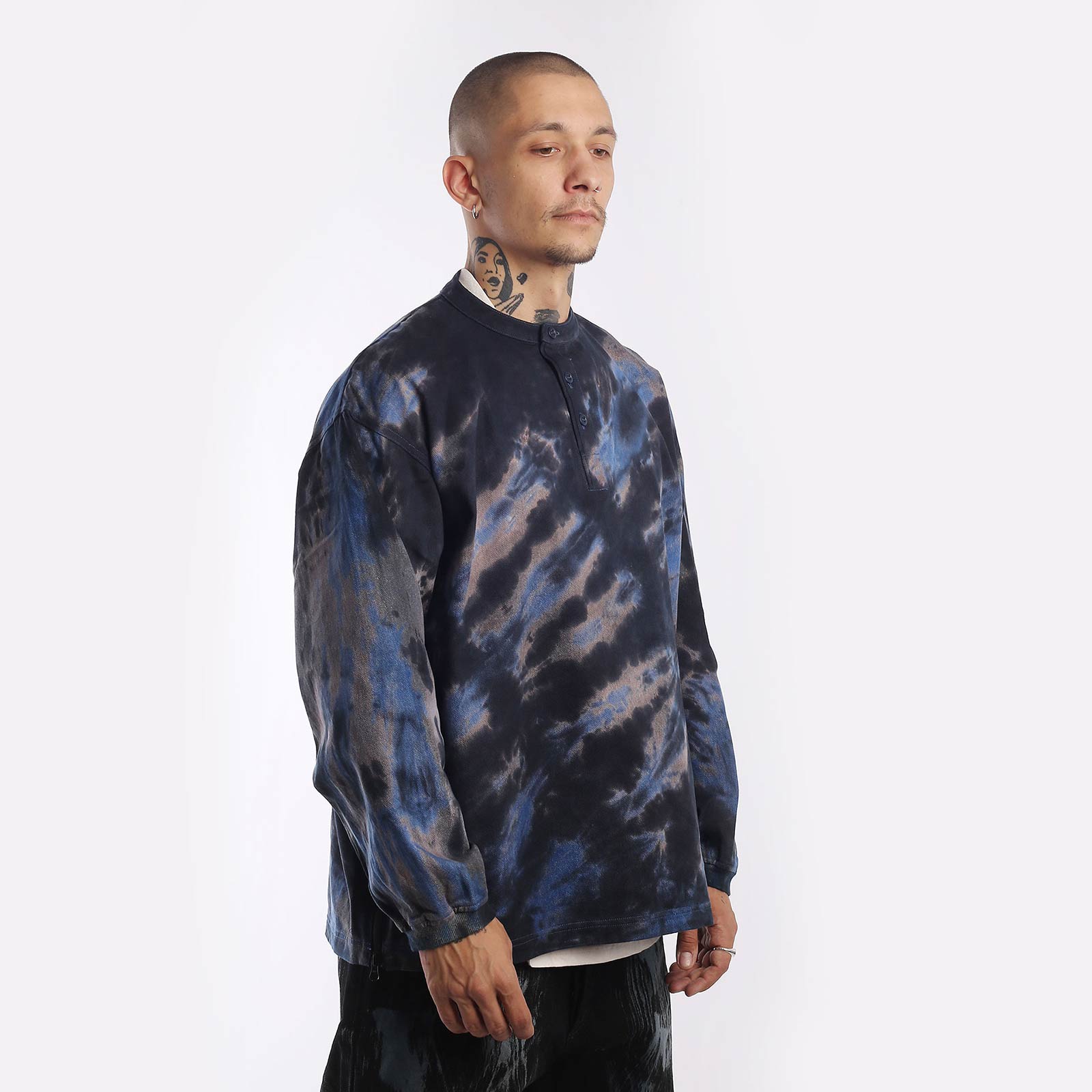 Мужская рубашка Hombre Nino Tie Dye Ventilation Shirt (0222-SH0002-navy)  - цена, описание, фото 3