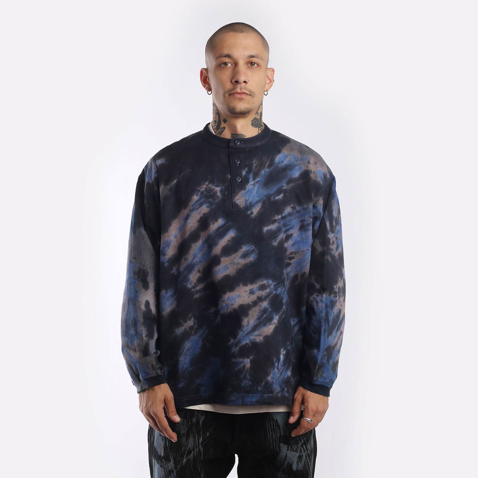 Мужская рубашка Hombre Nino Tie Dye Ventilation Shirt (0222-SH0002-navy)  - цена, описание, фото 1