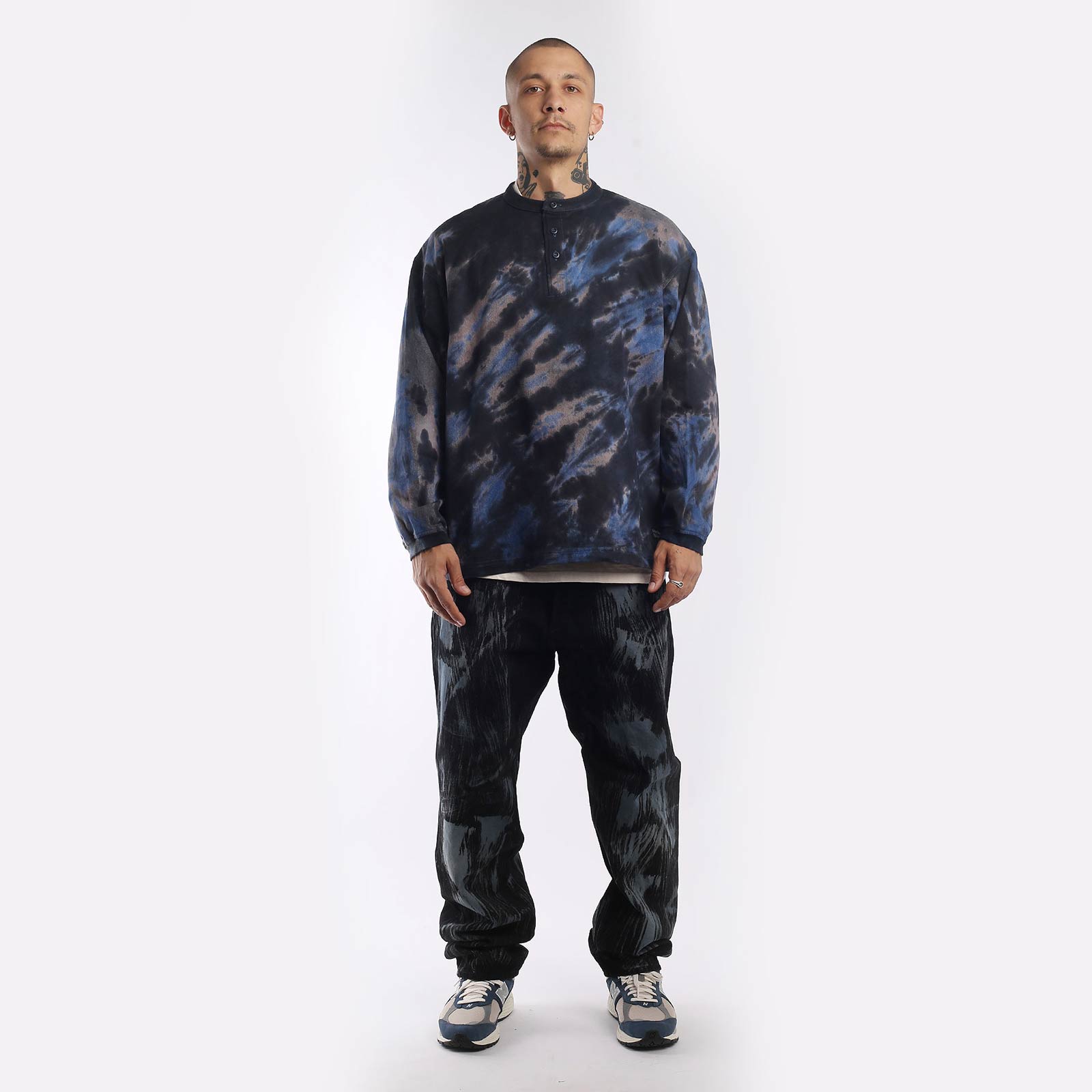 Мужская рубашка Hombre Nino Tie Dye Ventilation Shirt (0222-SH0002-navy)  - цена, описание, фото 4