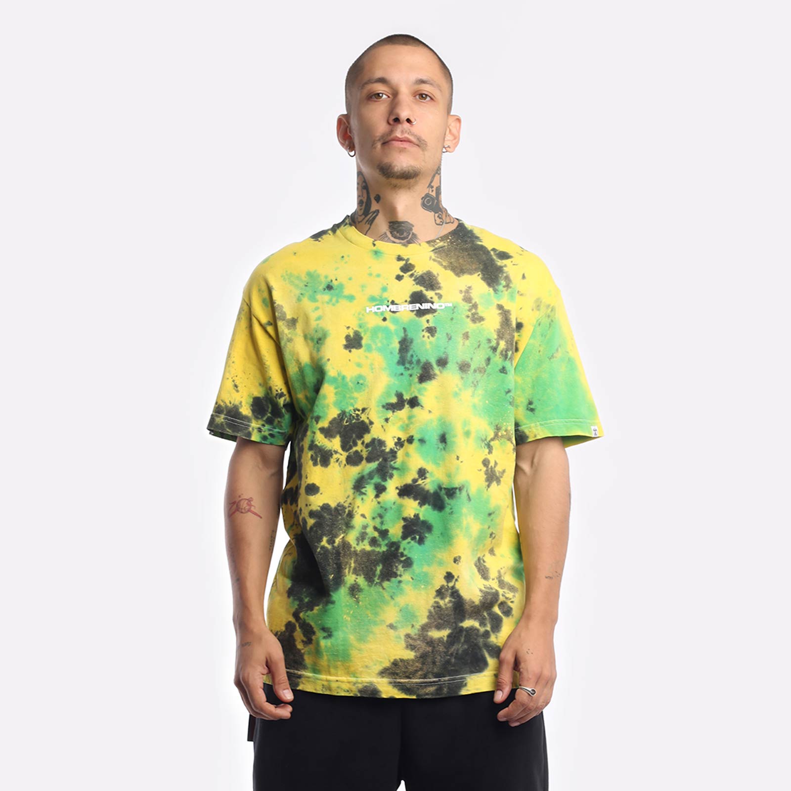 Мужская футболка Hombre Nino Tie Dye S/S Print Tee (0222-CT0009-ylw/grn)  - цена, описание, фото 1