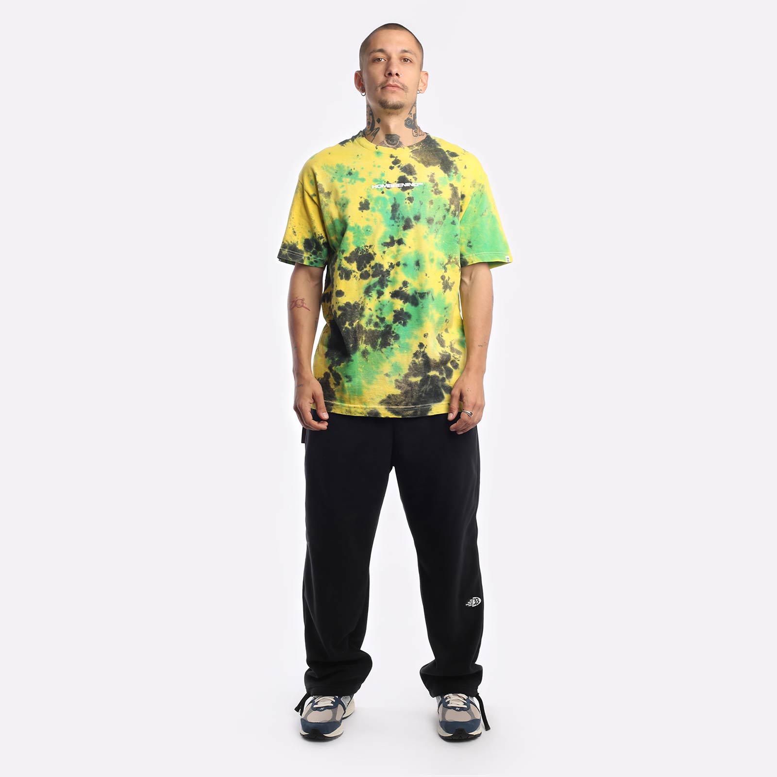 Мужская футболка Hombre Nino Tie Dye S/S Print Tee (0222-CT0009-ylw/grn)  - цена, описание, фото 4