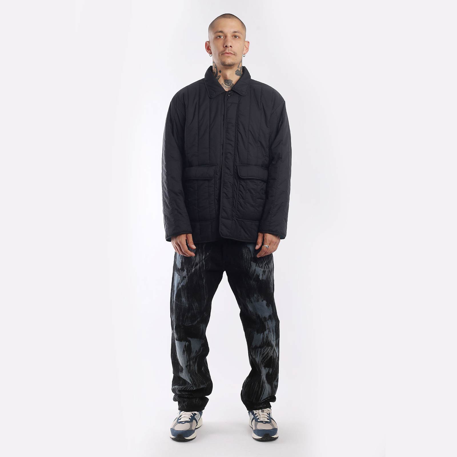 Мужская куртка Hombre Nino Stripe Quilting Jacket (0222-JK0005-black)  - цена, описание, фото 4