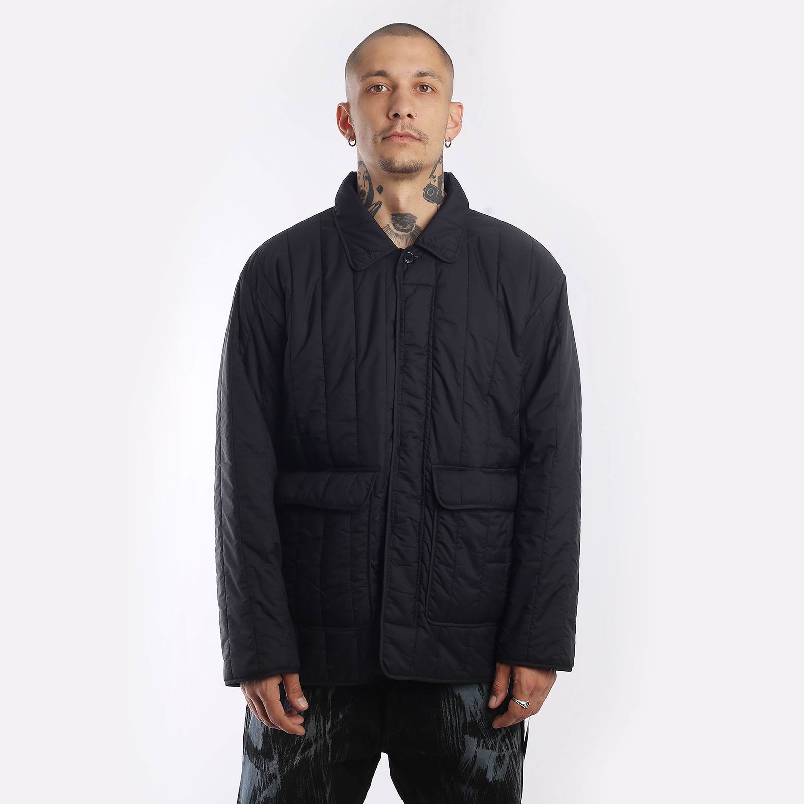 Мужская куртка Hombre Nino Stripe Quilting Jacket (0222-JK0005-black)  - цена, описание, фото 1