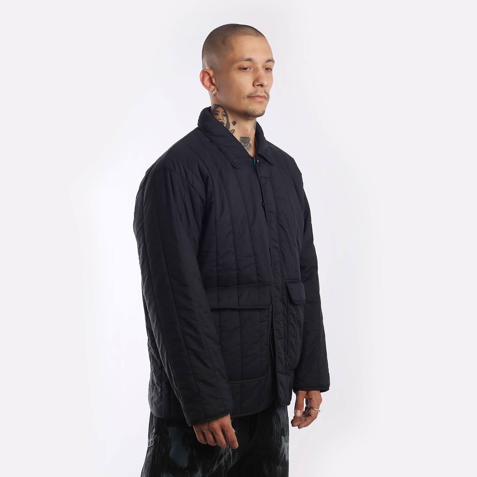Мужская куртка Hombre Nino Stripe Quilting Jacket (0222-JK0005-black)  - цена, описание, фото 3