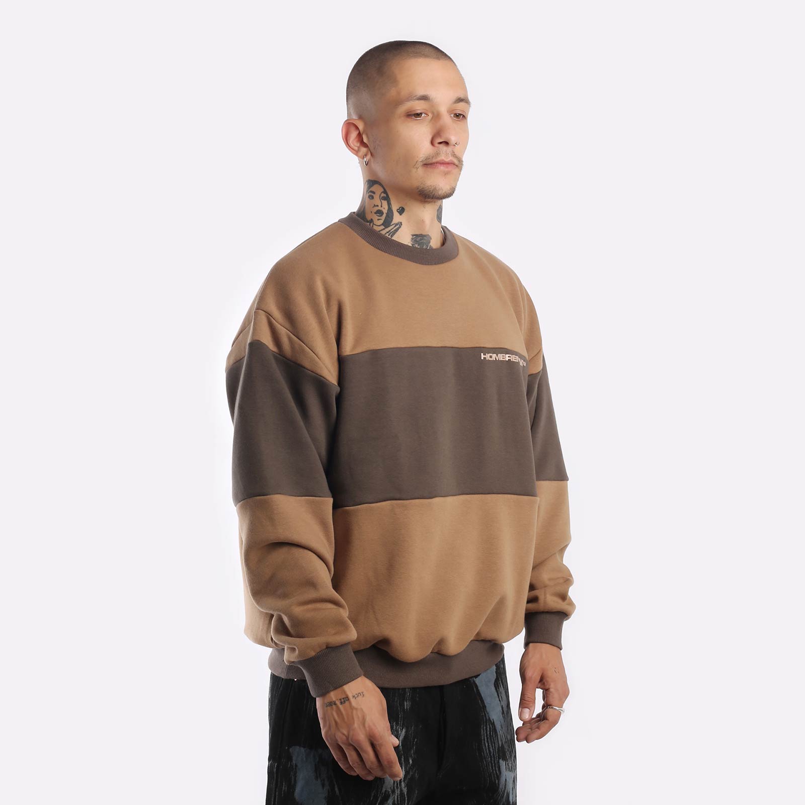 Мужская толстовка Hombre Nino Reversible Crew Neck (0222-CT0005-brown)  - цена, описание, фото 3