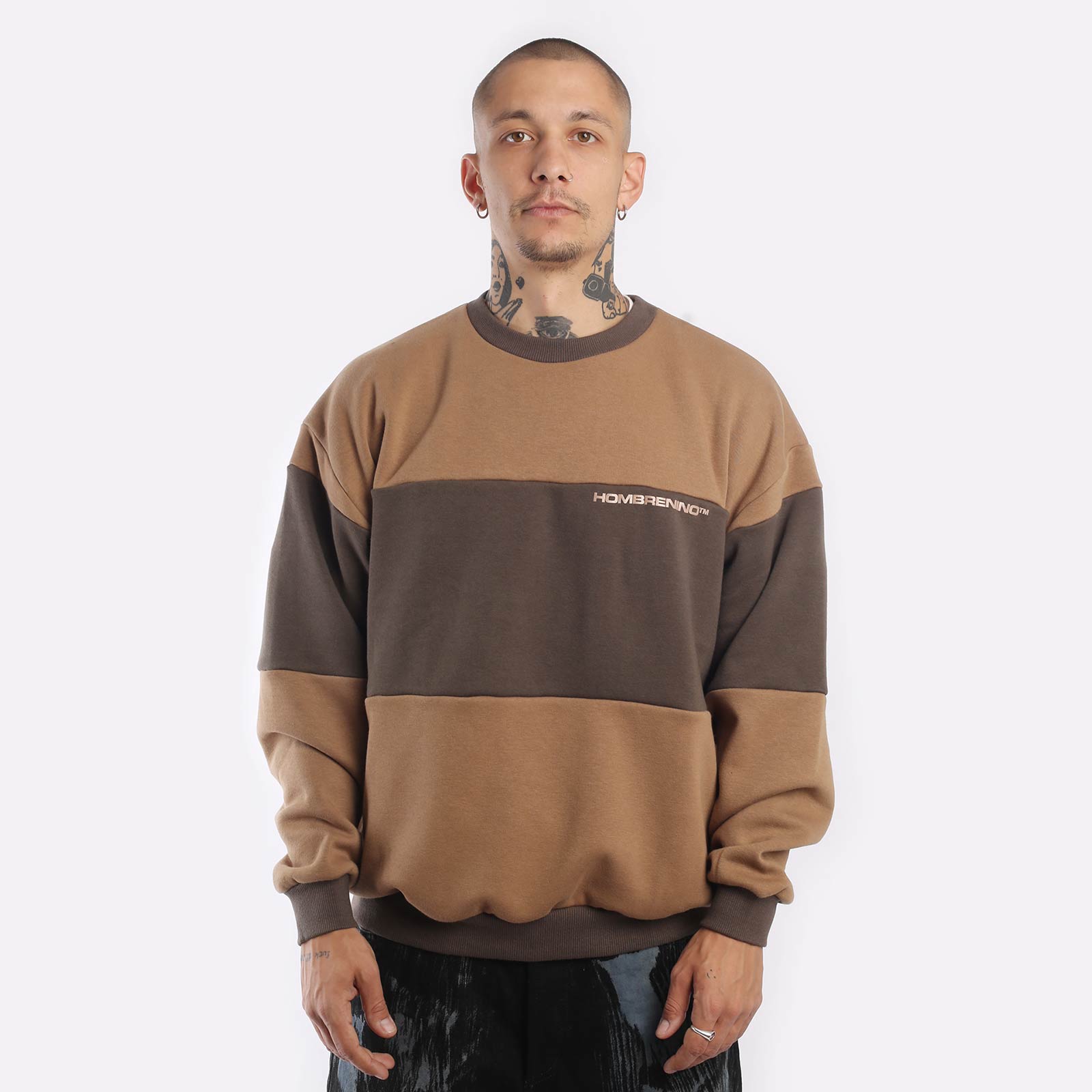 Мужская толстовка Hombre Nino Reversible Crew Neck (0222-CT0005-brown)  - цена, описание, фото 1