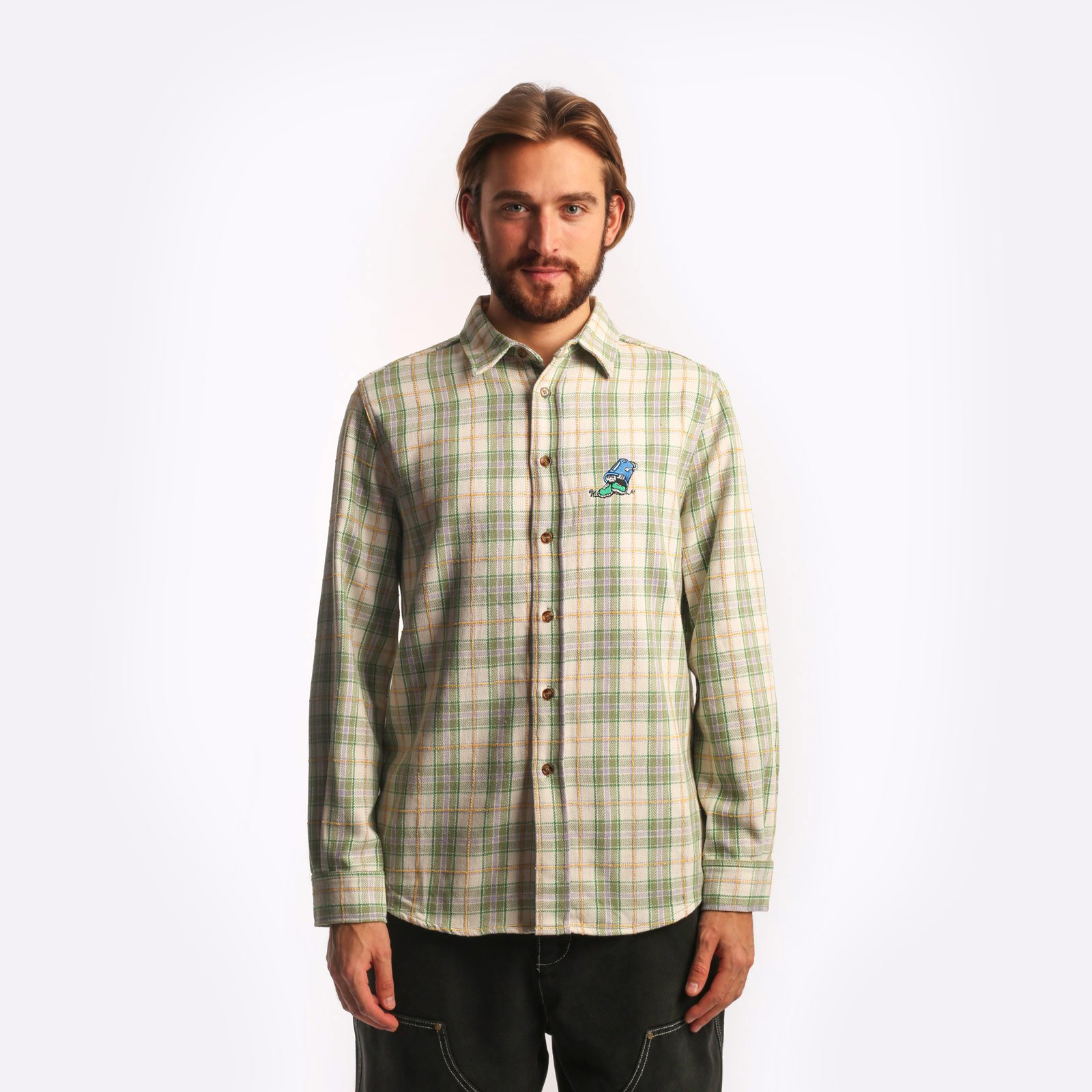 Мужская мужская рубашка Butter Goods Butter Goods Bucket Plaid Shirt Sage (Plaid Shirt Sage) (PLAID SHIRT SAGE)  - цена, описание, фото 1