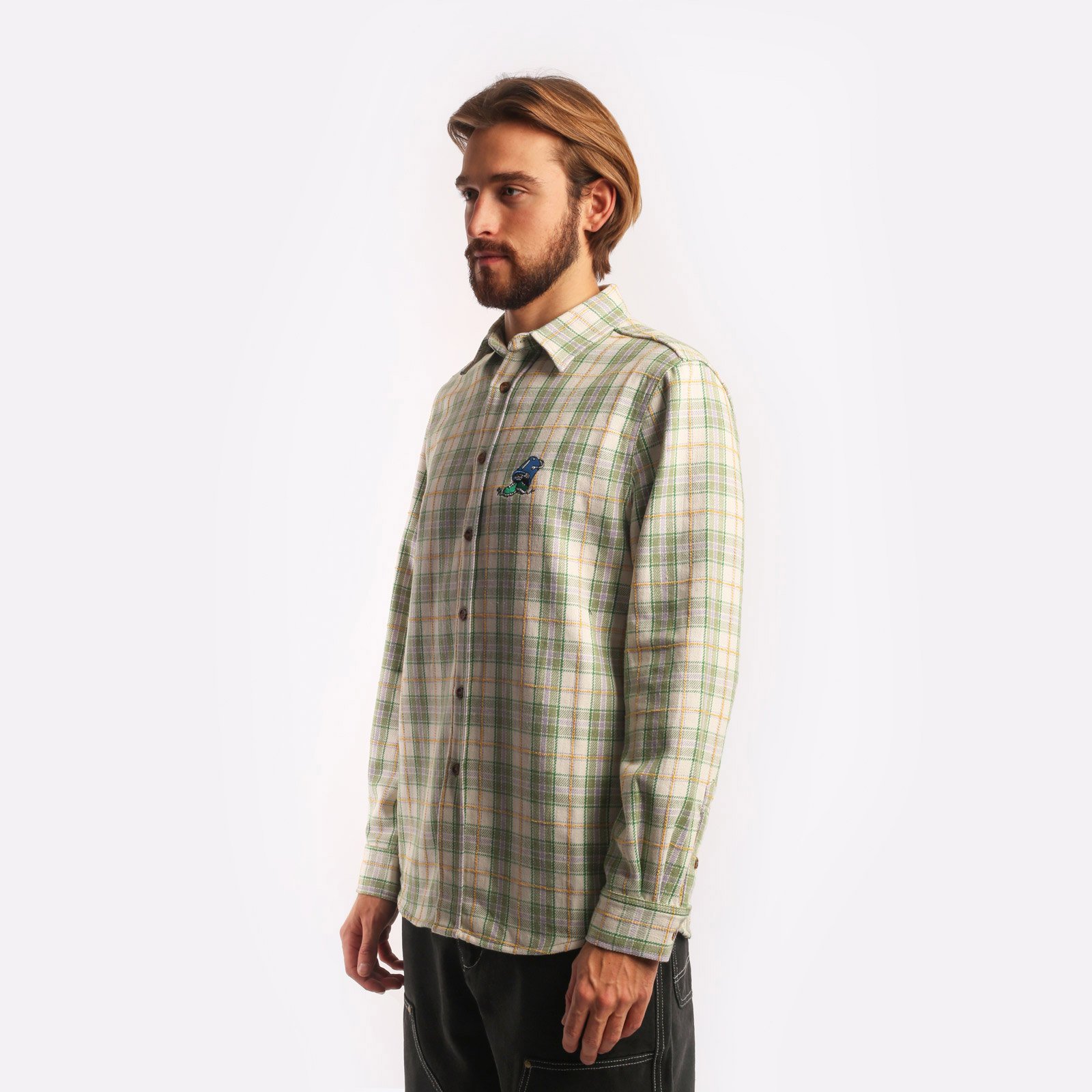 Мужская мужская рубашка Butter Goods Butter Goods Bucket Plaid Shirt Sage (Plaid Shirt Sage) (PLAID SHIRT SAGE)  - цена, описание, фото 3