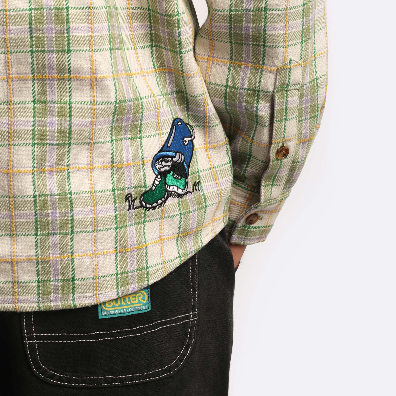 Мужская мужская рубашка Butter Goods Butter Goods Bucket Plaid Shirt Sage (Plaid Shirt Sage) (PLAID SHIRT SAGE)  - цена, описание, фото 4