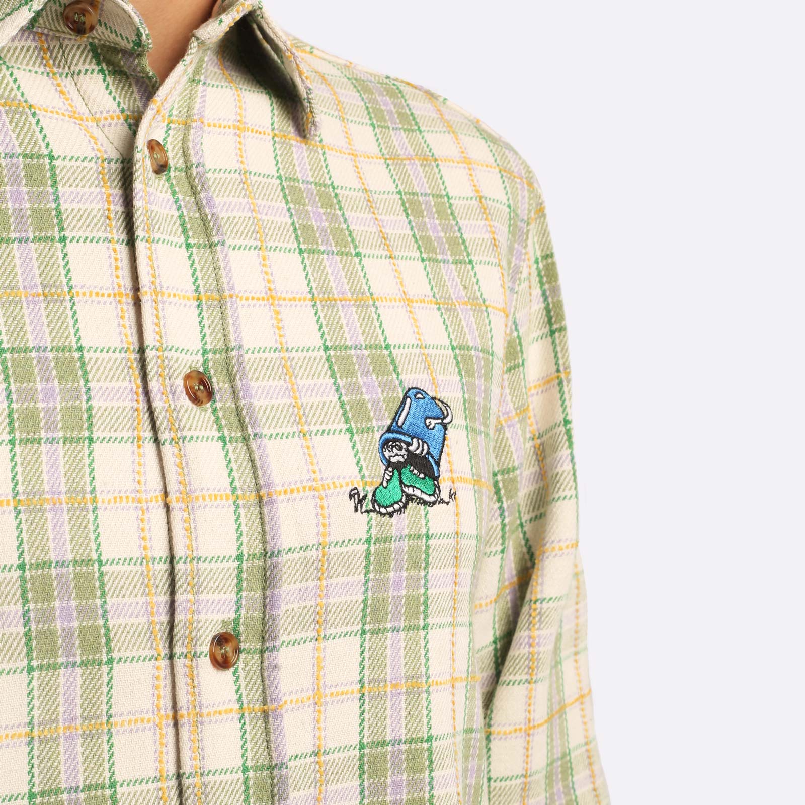 Мужская мужская рубашка Butter Goods Butter Goods Bucket Plaid Shirt Sage (Plaid Shirt Sage) (PLAID SHIRT SAGE)  - цена, описание, фото 5