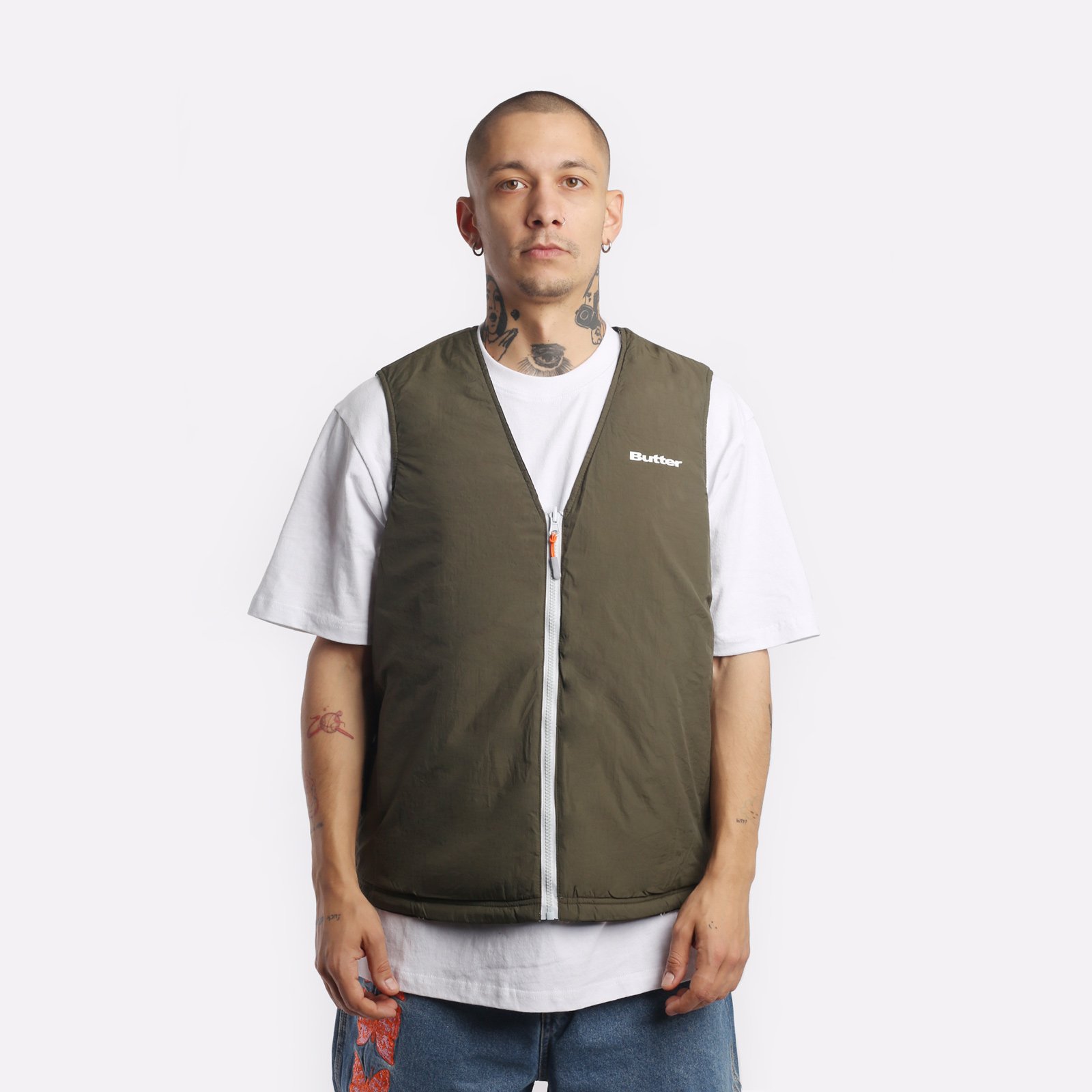 Мужской мужской жилет Butter Goods Butter Goods Reversible Vest (Reversible vest-blk/army) (REVERSIBLE VEST-BLK/ARMY)  - цена, описание, фото 3