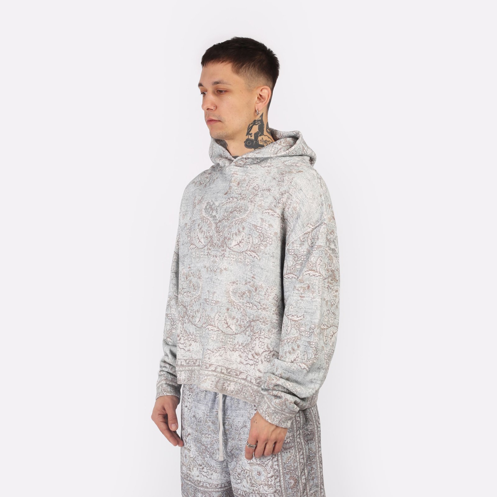 мужская серая толстовка Stampd Rug Cropped Hoodie SLA-3319HD-STD - цена, описание, фото 3