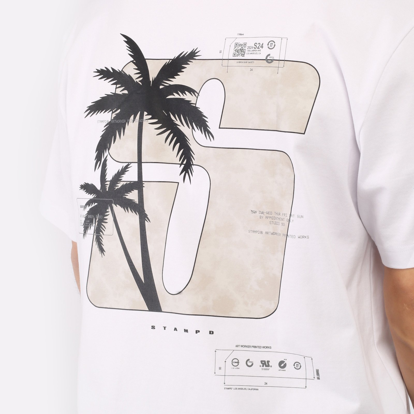 мужская футболка Stampd S24 Transit Relaxed Tee  (SLA-M3331TE-WHT)  - цена, описание, фото 4