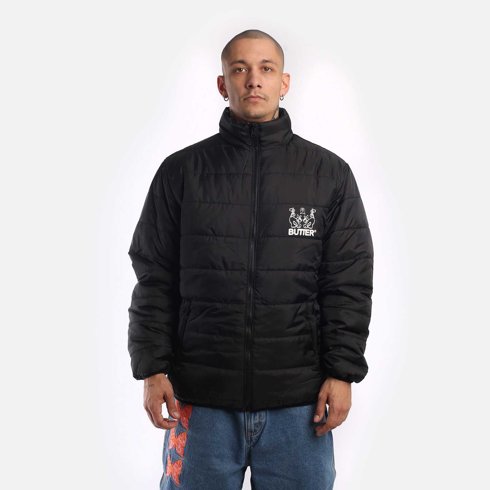 Мужская мужская куртка Butter Goods Butter Goods Jun Reversible Puffer Jacket (Jun Reversible-blk/blk) (JUN REVERSIBLE-BLK/BLK)  - цена, описание, фото 1
