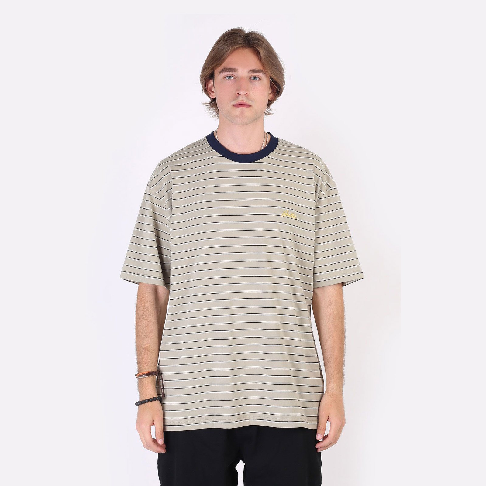 Мужская мужская футболка Butter Goods Butter Goods Cliff Stripe Tee (Cliff Stripe Tee Sage) (CLIFF STRIPE TEE SAGE)  - цена, описание, фото 1