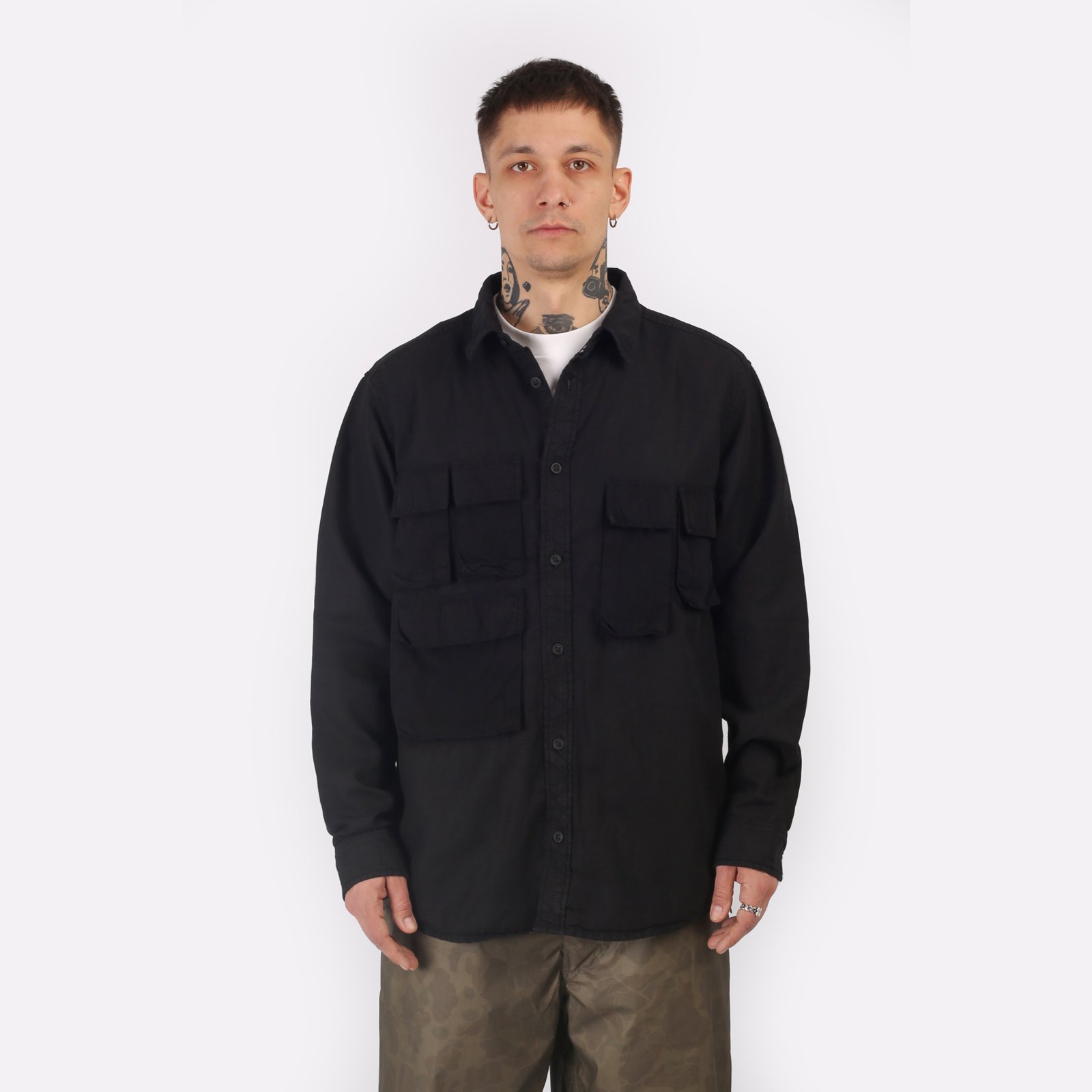 Мужская рубашка Alpha Industries Long Sleeve Multi Pocket Shirt (MTL54001C1-black)  - цена, описание, фото 1