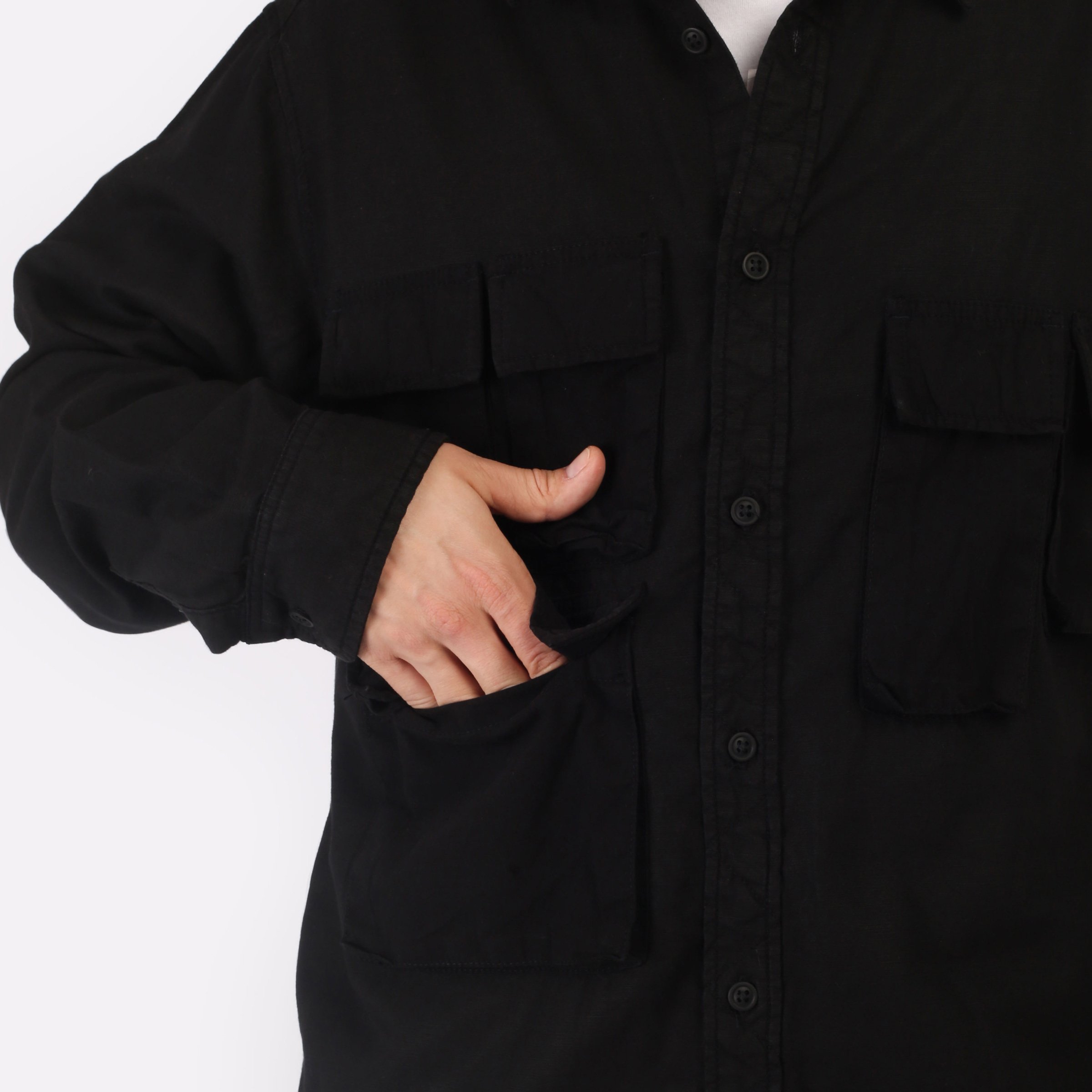 Мужская рубашка Alpha Industries Long Sleeve Multi Pocket Shirt (MTL54001C1-black)  - цена, описание, фото 5