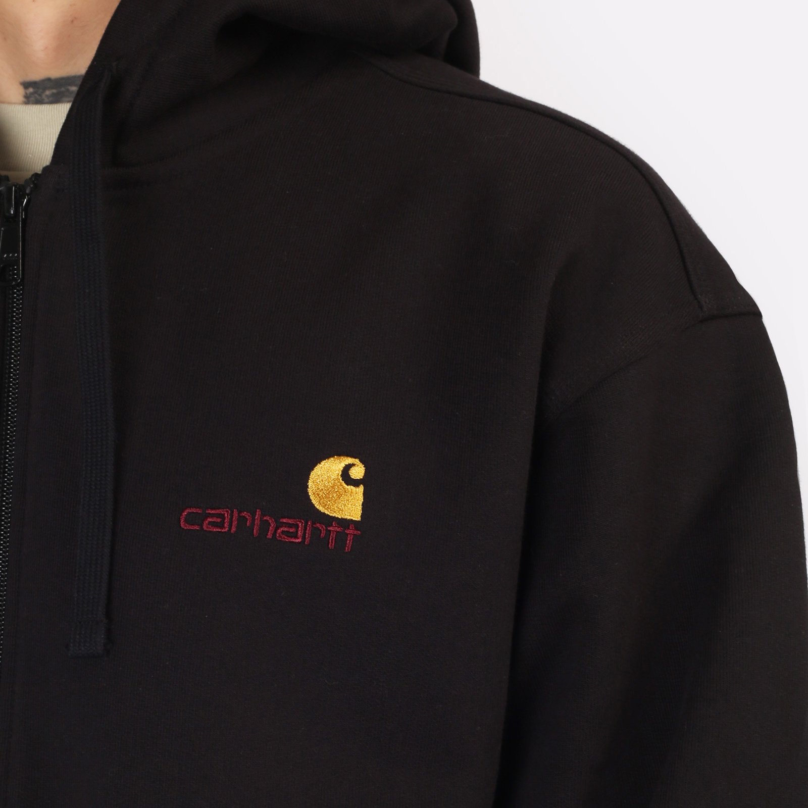 мужская толстовка Carhartt WIP Hooded American Script Jacket  (I033063-black)  - цена, описание, фото 5