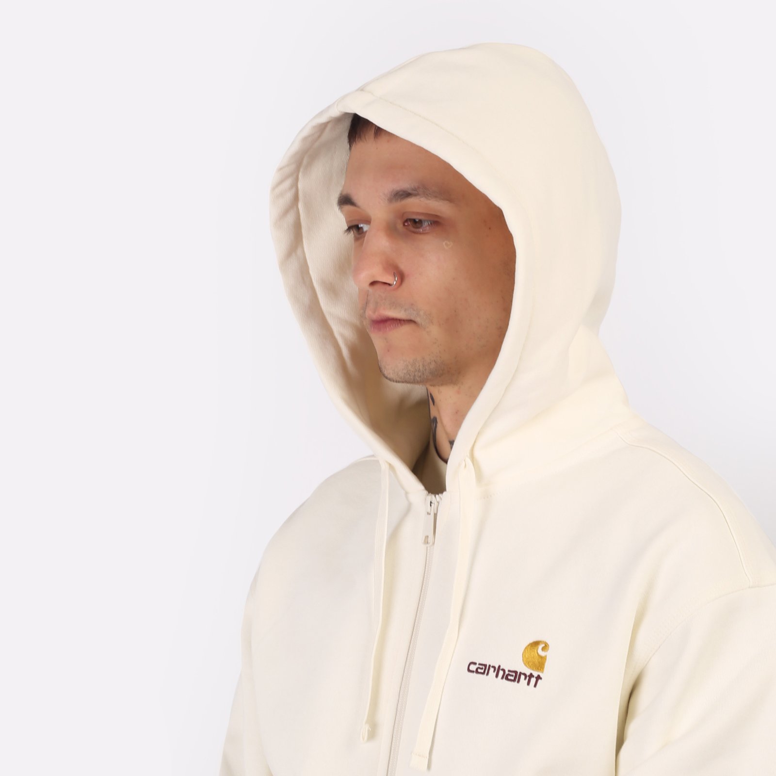 Мужская толстовка Carhartt WIP Hooded American Script Jacket (I033063-wax)  - цена, описание, фото 4