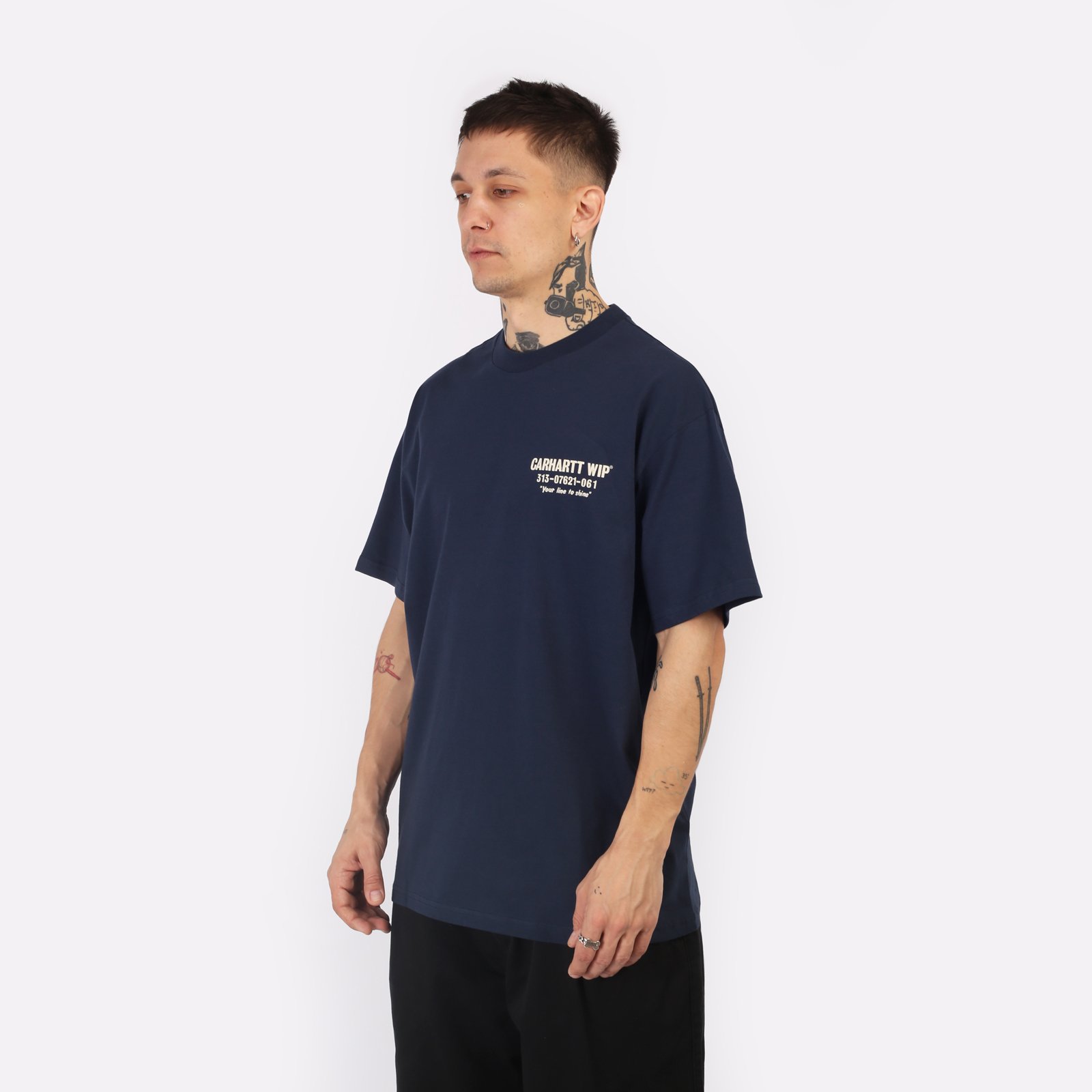 мужская футболка Carhartt WIP S/S Less Troubles T-Shirt  (I033187-blue/wax)  - цена, описание, фото 3