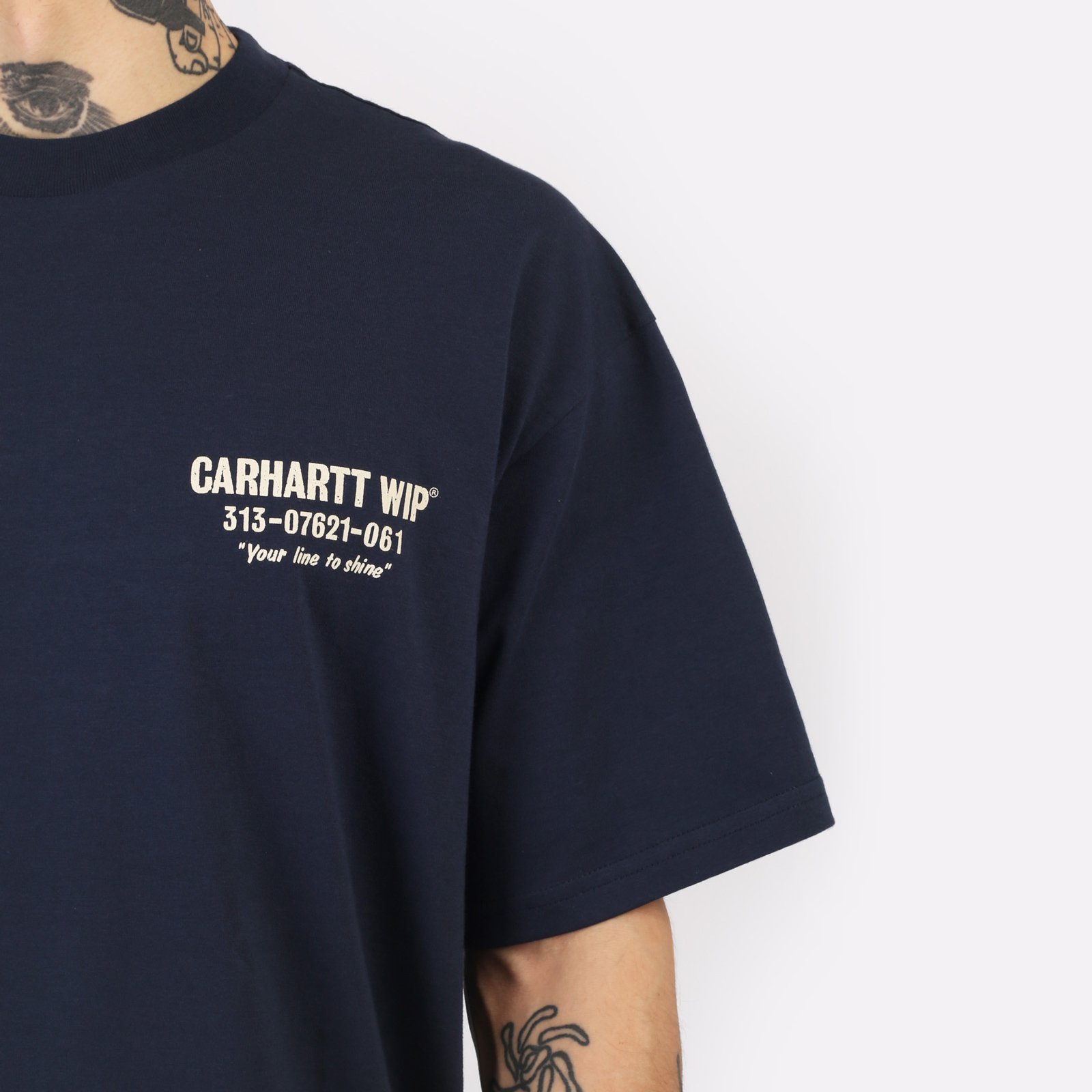 мужская синяя футболка Carhartt WIP S/S Less Troubles T-Shirt I033187-blue/wax - цена, описание, фото 5