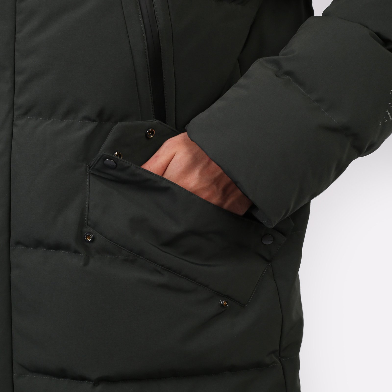 Мужской пуховик KRAKATAU Strofo Mid-Length Down Jacket (Qm488-513-ел-серый)  - цена, описание, фото 7