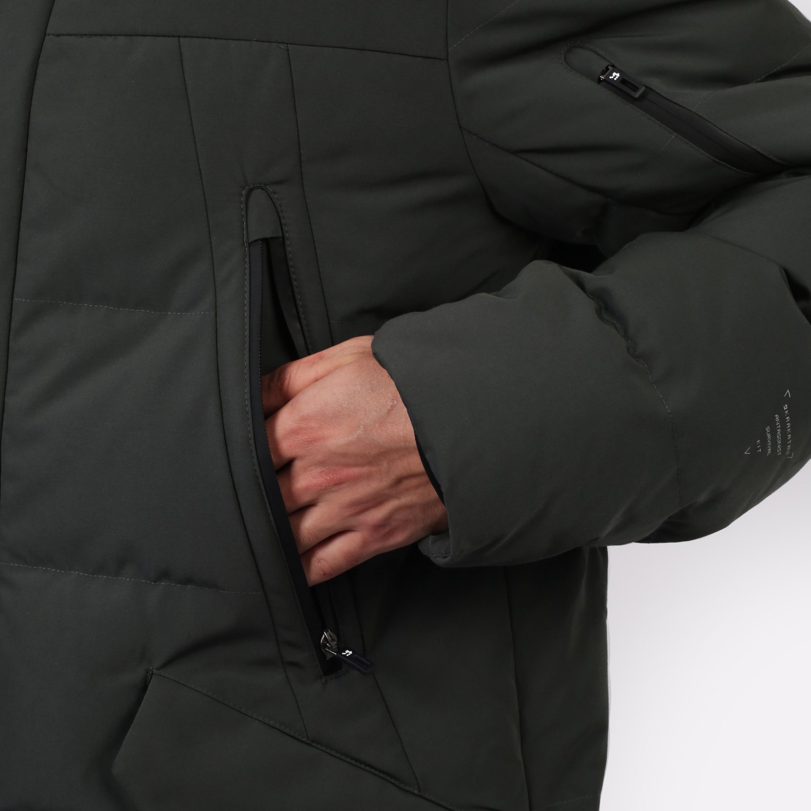 Мужской пуховик KRAKATAU Strofo Mid-Length Down Jacket (Qm488-513-ел-серый)  - цена, описание, фото 8