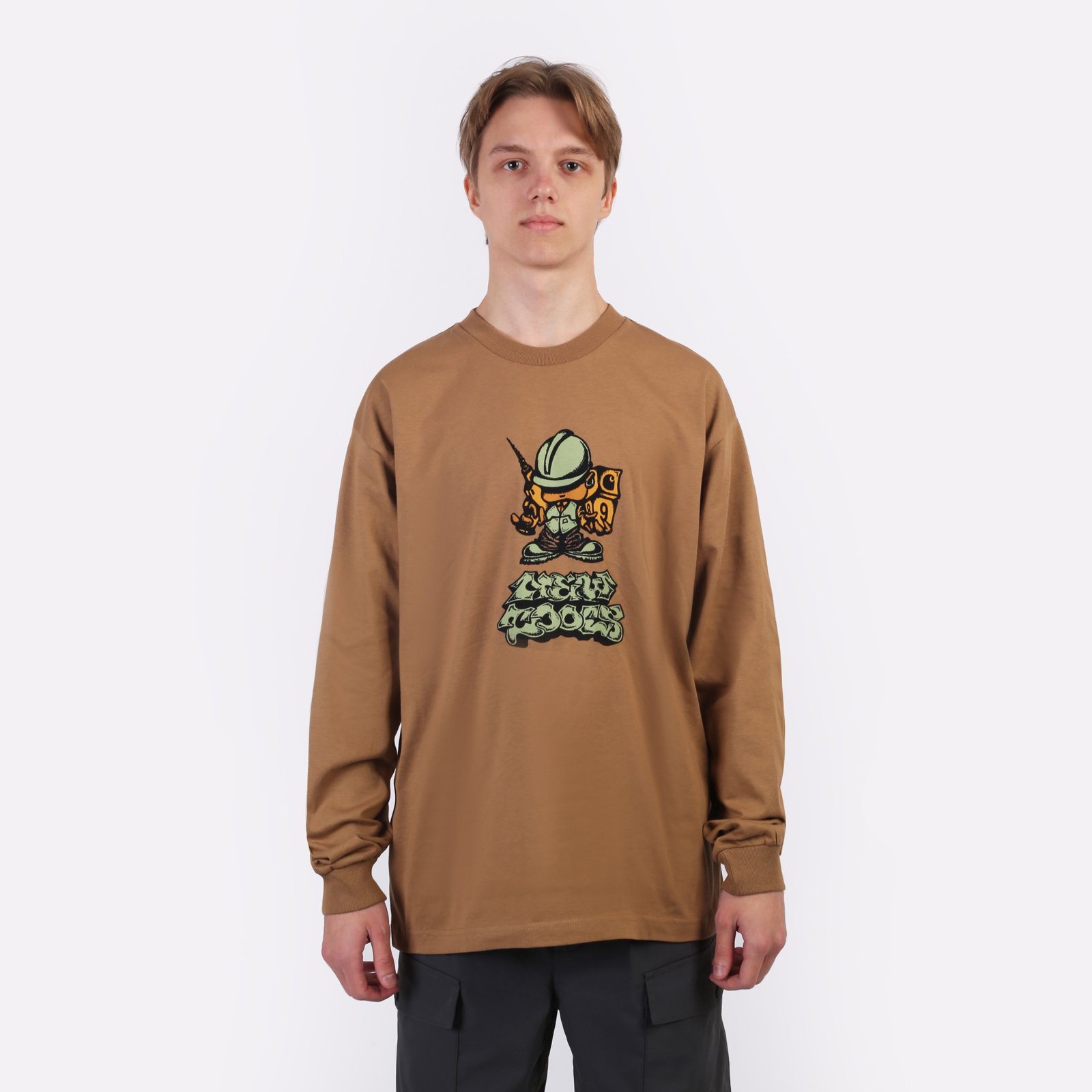Мужской лонгслив Carhartt WIP L/S Drill Boy T-Shirt (I033954-peanut)  - цена, описание, фото 2