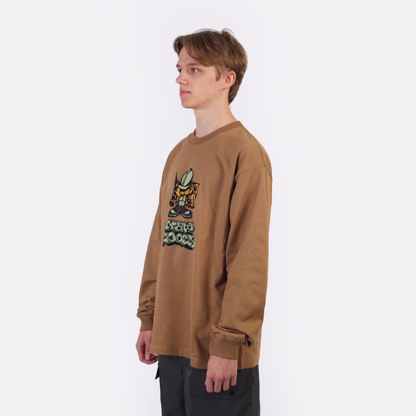 Мужской лонгслив Carhartt WIP L/S Drill Boy T-Shirt (I033954-peanut)  - цена, описание, фото 4