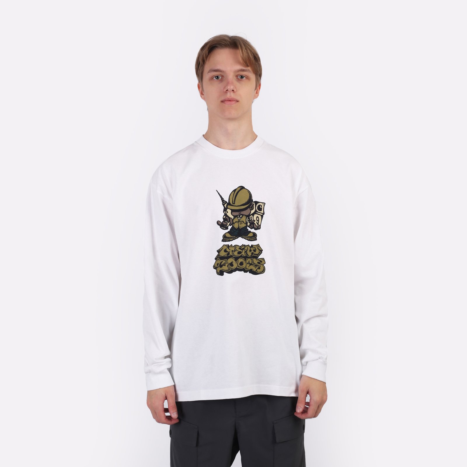 Мужской лонгслив Carhartt WIP L/S Drill Boy T-Shirt (I033954-white)  - цена, описание, фото 2
