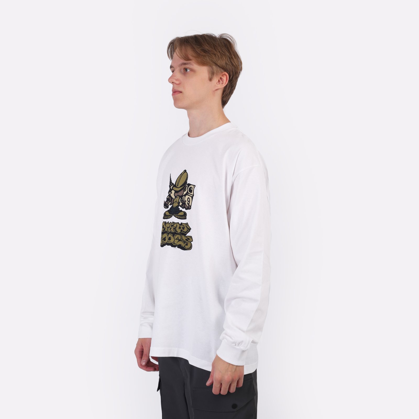 Мужской лонгслив Carhartt WIP L/S Drill Boy T-Shirt (I033954-white)  - цена, описание, фото 4