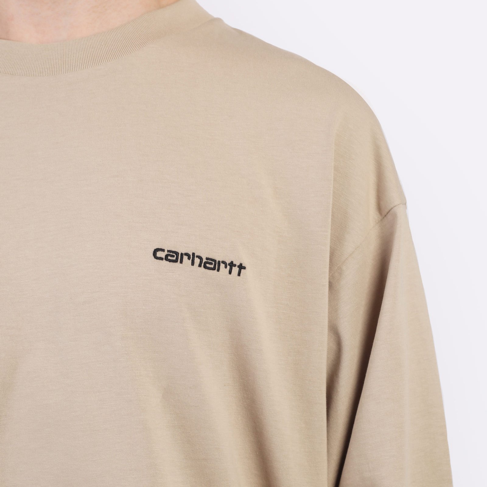 Мужской лонгслив Carhartt WIP L/S Script Embroidery T-Shirt (I032306-wall/black)  - цена, описание, фото 5
