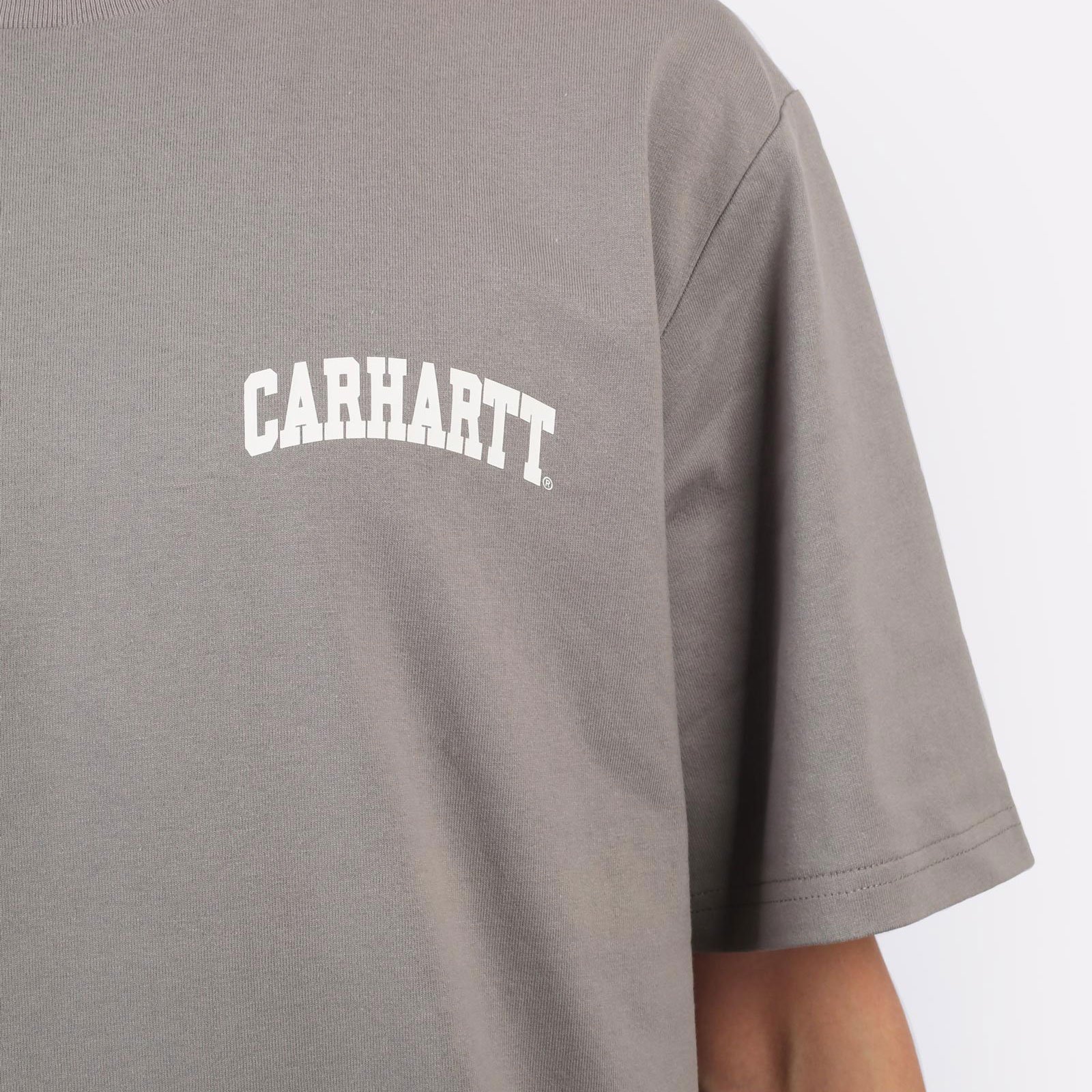 Мужская футболка Carhartt WIP S/S University Script T-Shirt (I034852-grey/white)  - цена, описание, фото 5