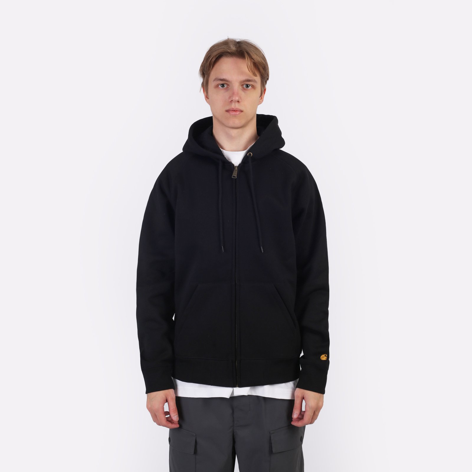 Мужская толстовка Carhartt WIP Hooded Chase Jacket (I033664-black/gold)  - цена, описание, фото 2