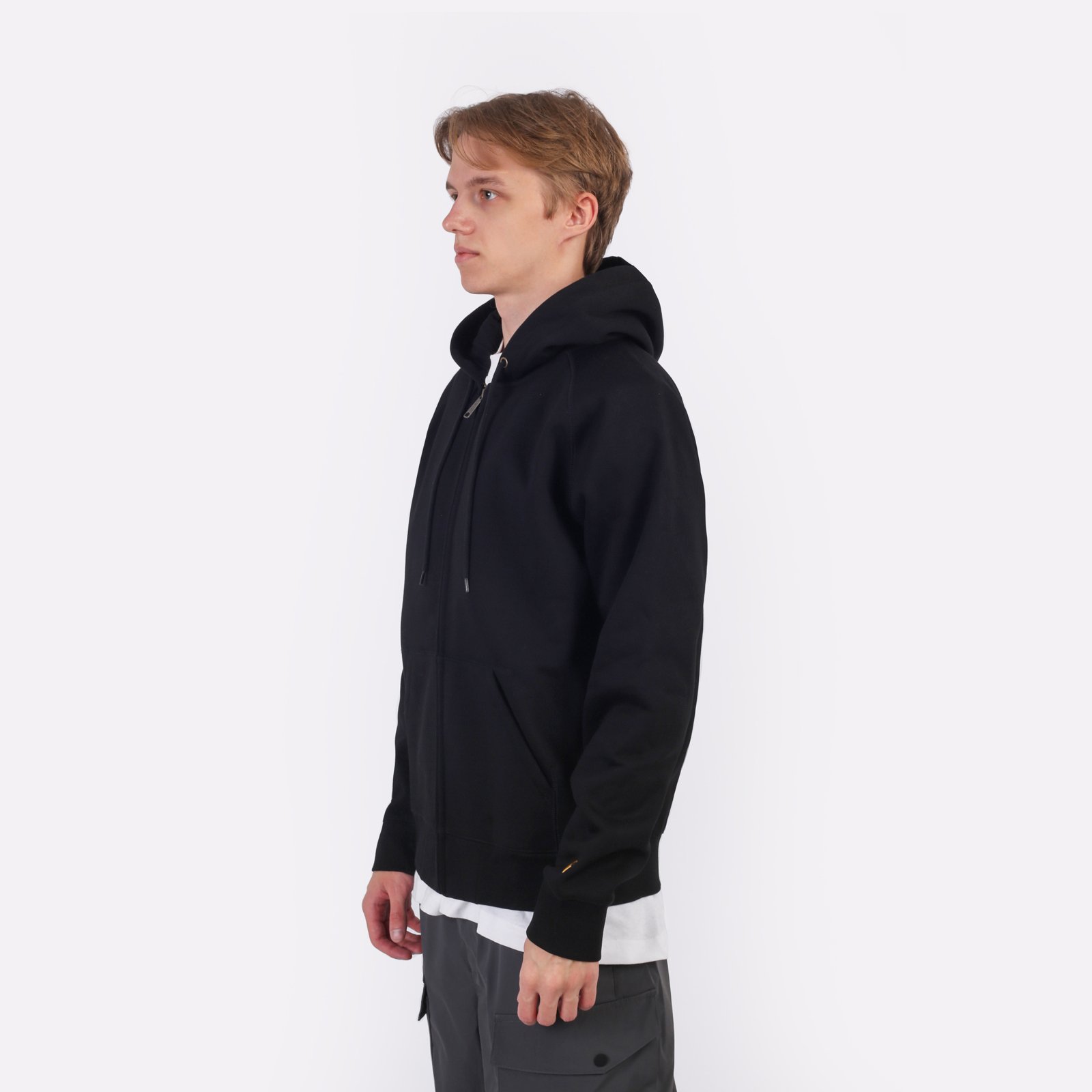 Мужская толстовка Carhartt WIP Hooded Chase Jacket (I033664-black/gold)  - цена, описание, фото 4
