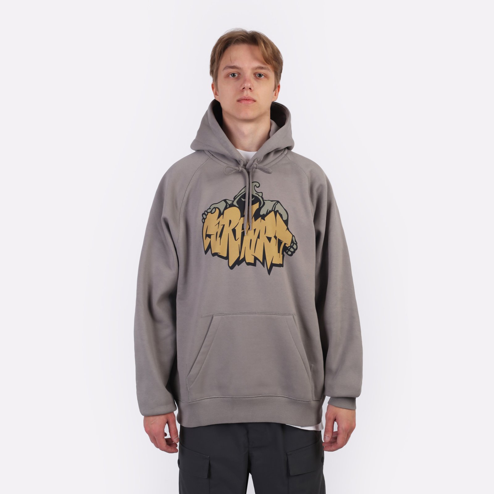 Мужская толстовка Carhartt WIP Hooded Yute Sweat (I033937-misty grey)  - цена, описание, фото 2