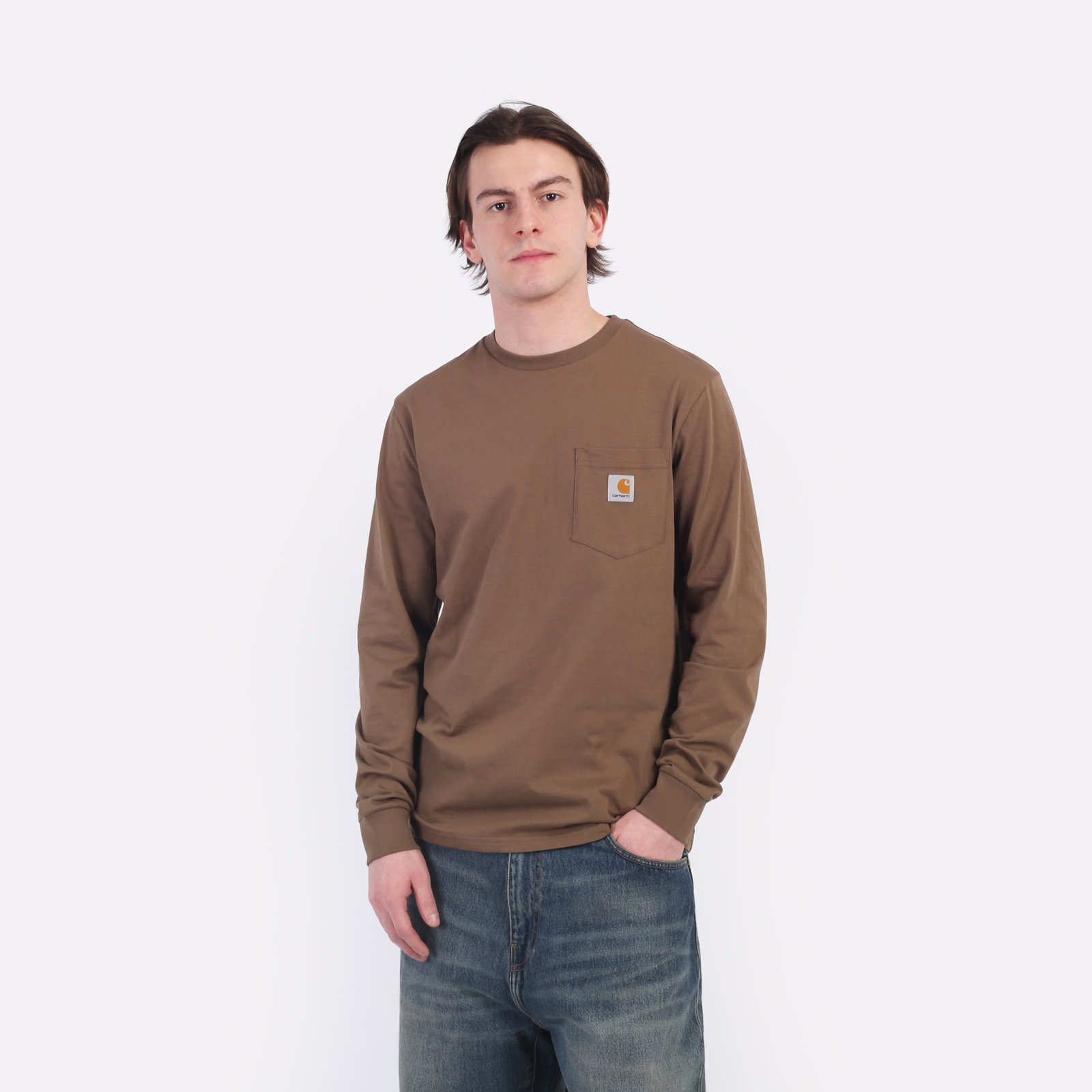Лонгслив Carhartt WIP L/S Pocket T-Shirt (I030437-coconut)  - цена, описание, фото 1