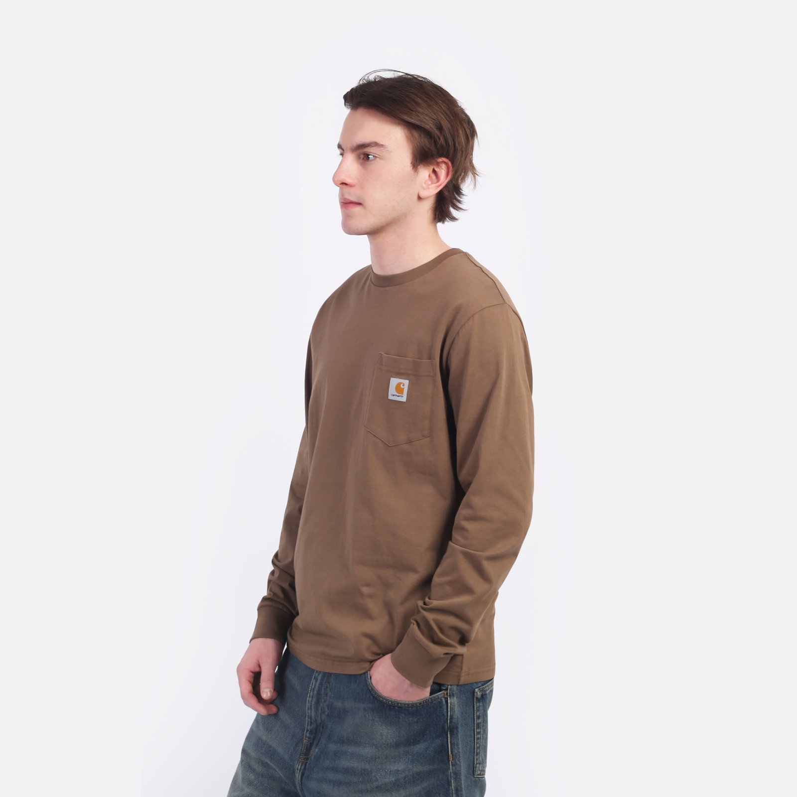 Лонгслив Carhartt WIP L/S Pocket T-Shirt (I030437-coconut)  - цена, описание, фото 3