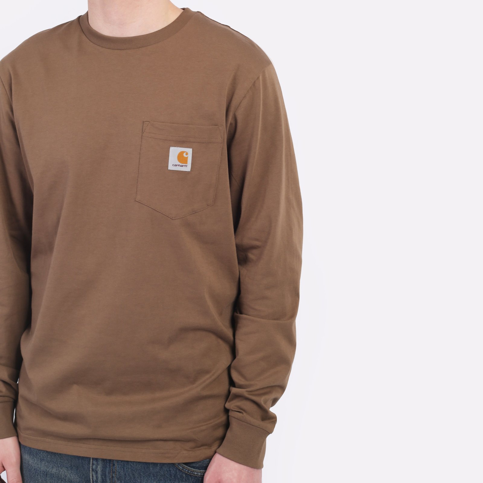 Лонгслив Carhartt WIP L/S Pocket T-Shirt (I030437-coconut)  - цена, описание, фото 4